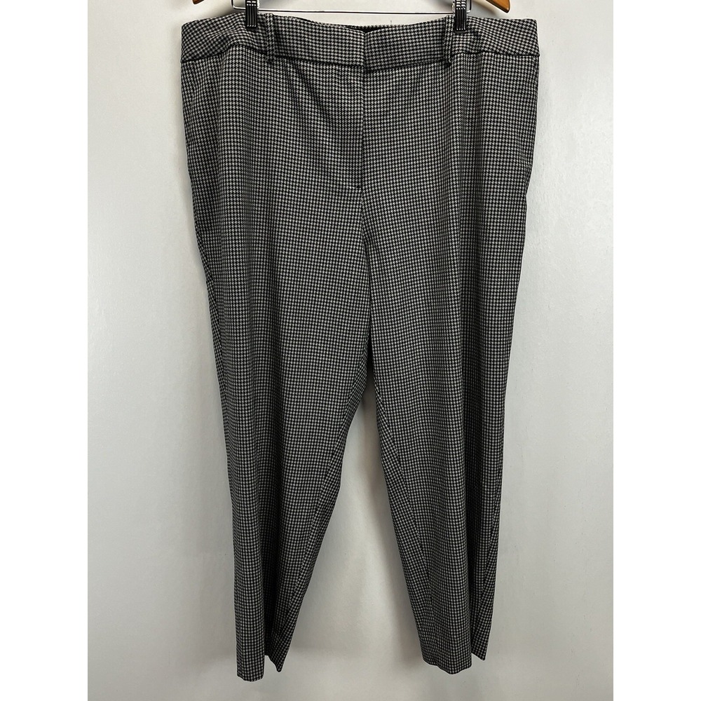 NEW!! Talbots High Waist Hampshire Ankle Pants 24W Plus Black Gray Houndstooth